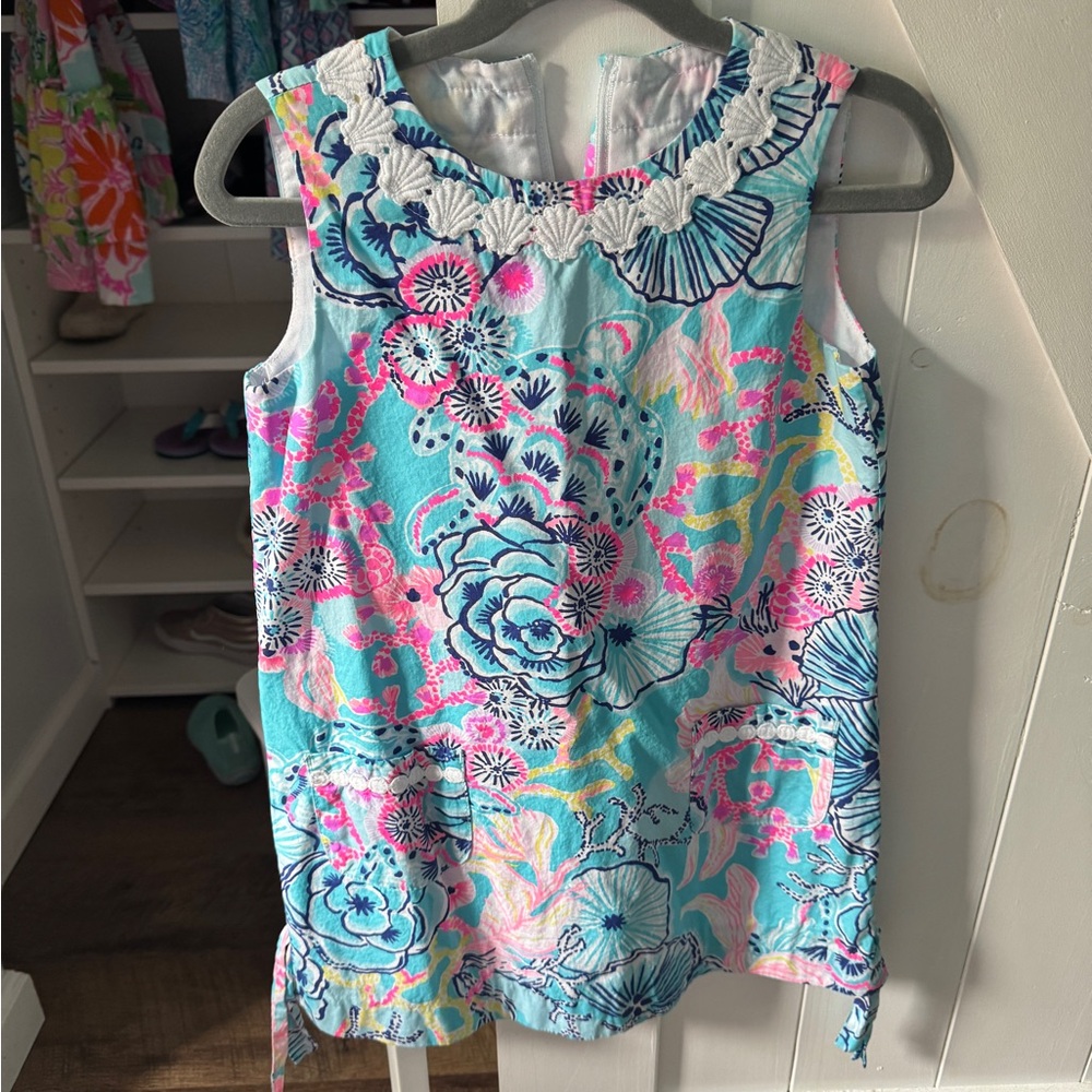 Floral Sleeveless Dress in Blue and Pink